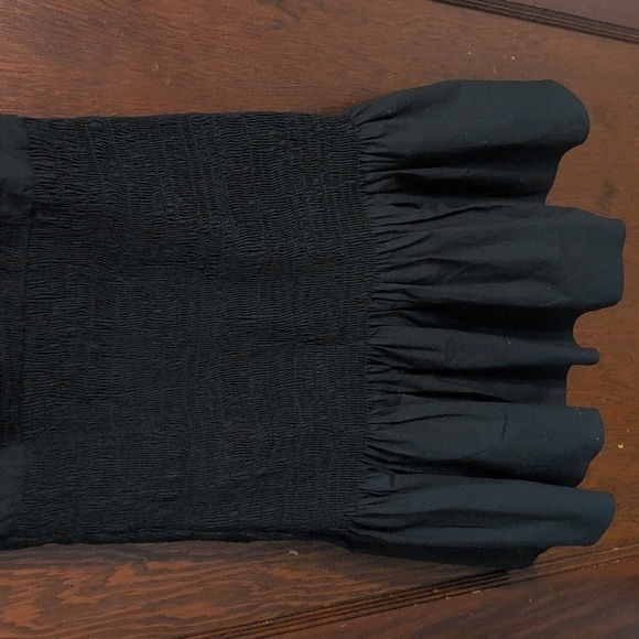 Zara Smocked Little Black Dress Puffer Sleeves Mermaid Fit Size Small - Picture 6 of 8